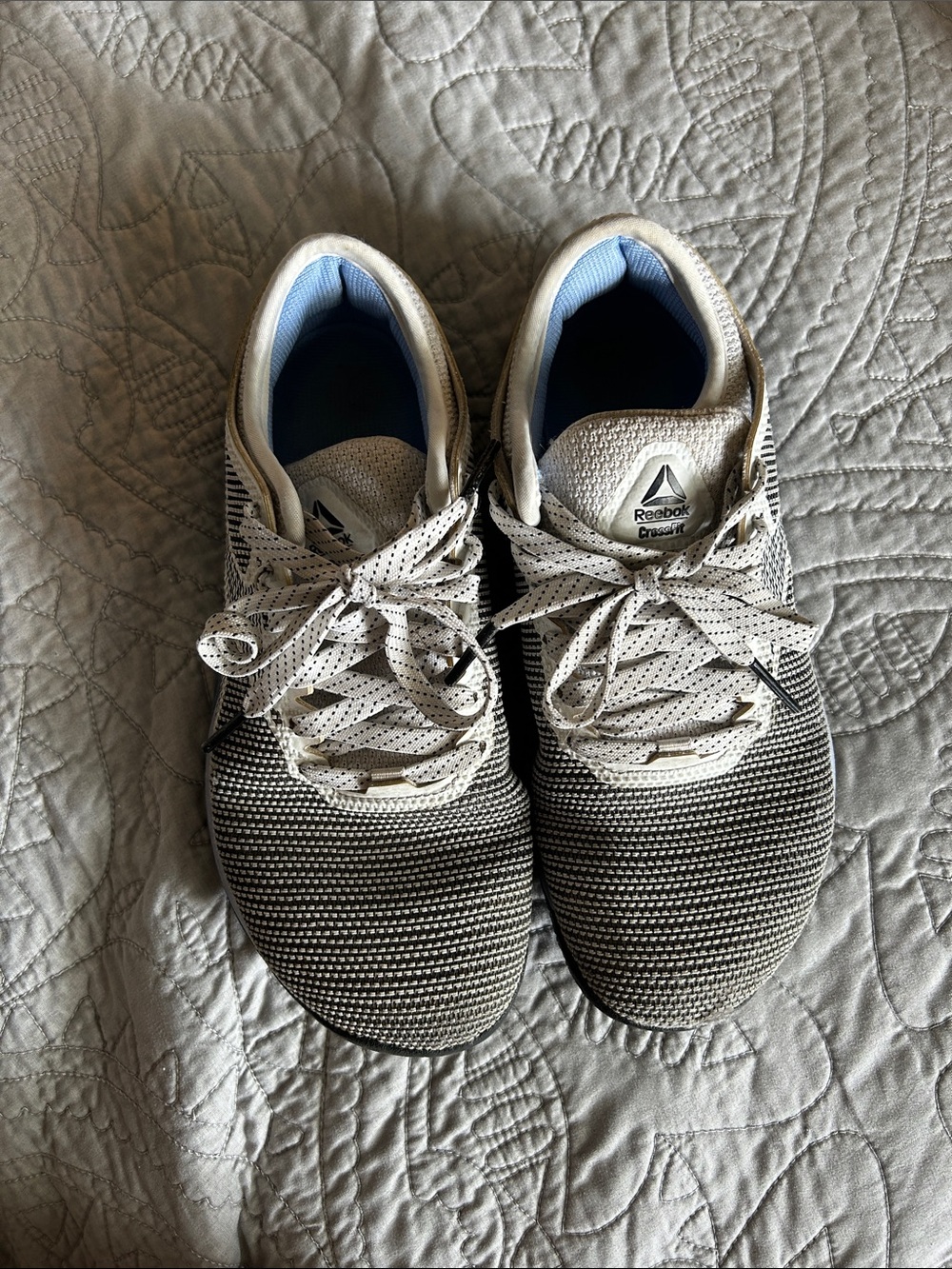 Reebok Knit Running Shoes in Black, White & Light Blue